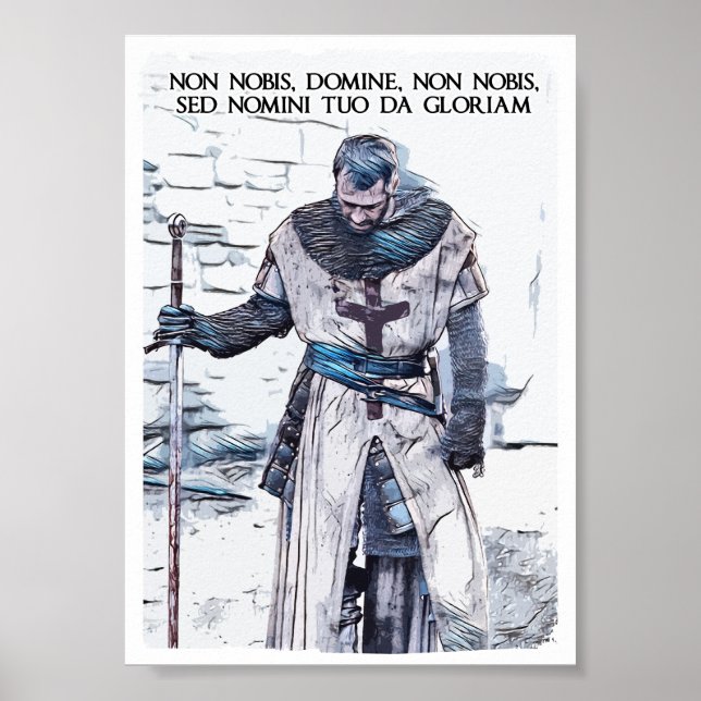 Affiche Templar Knight devise portrait abstrait (Devant)