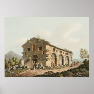 Affiche Temple antique dans l'île de Salina de vues