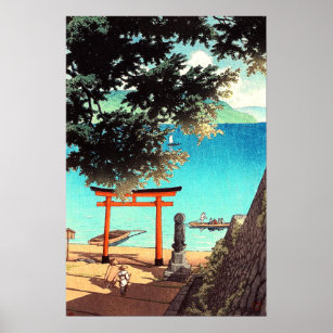 Affiche Temple de Chuzenji à Utagahama Beach Kawase Hasui