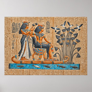 Affiche Temple de Hatshepsut, Bateaux pharaoniques