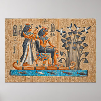 Affiche Temple de Hatshepsut, Bateaux pharaoniques
