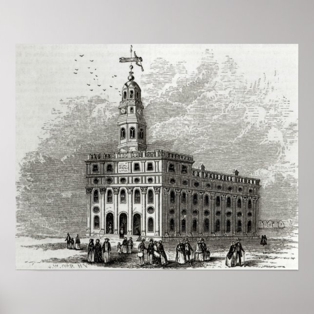 Affiche Temple de Mormon à Salt Lake, 1854 (Devant)