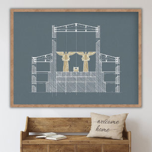 Affiche Temple de Salomon Bleu, Saint des Saints, Mont Sio