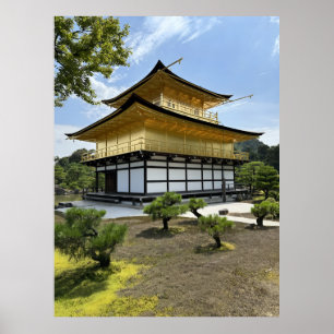Affiche Temple de style pavillon d'or Cyberpunk dans le fu