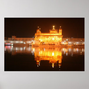 Affiche Temple d'or Amritsar Inde du nord la nuit