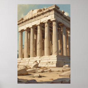 Affiche Temple du Parthénon de la Grèce Vintage voyage Ath