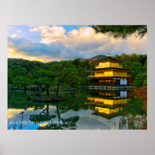 Affiche Temple du Pavillon d'or Kyoto Japon Paysage