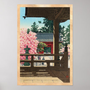 Affiche Temple Fudô à Meguro, Tokyo Hasui Kawase art