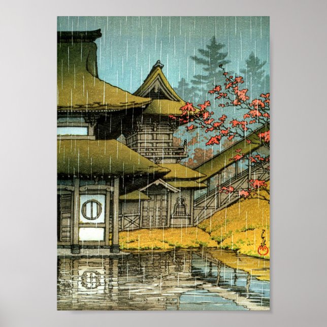 Affiche Temple japonais classique peinture (Devant)
