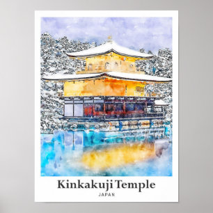 Affiche Temple Kinkakuji Japon Art Voyage Aquarelle