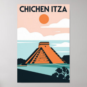 Affiche Temple maya Chichen Itza à Mexico Voyage