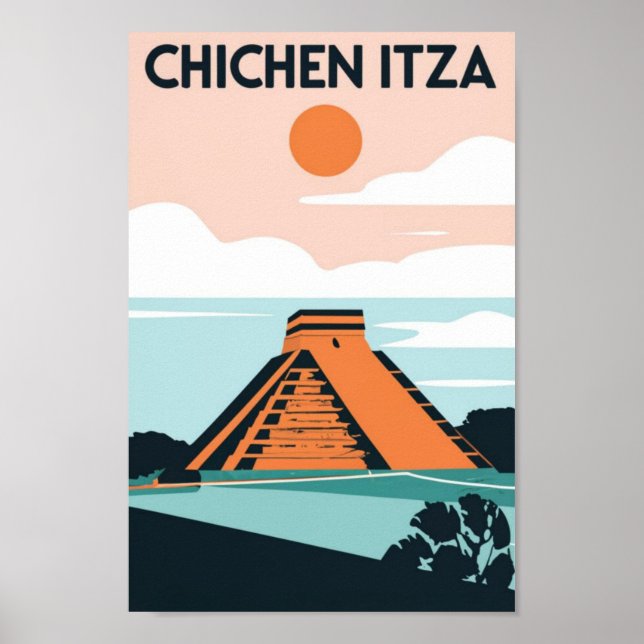 Affiche Temple maya Chichen Itza à Mexico Voyage (Devant)