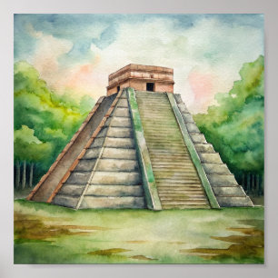 Affiche Temple maya de Chichen Itza au Mexique Peinture