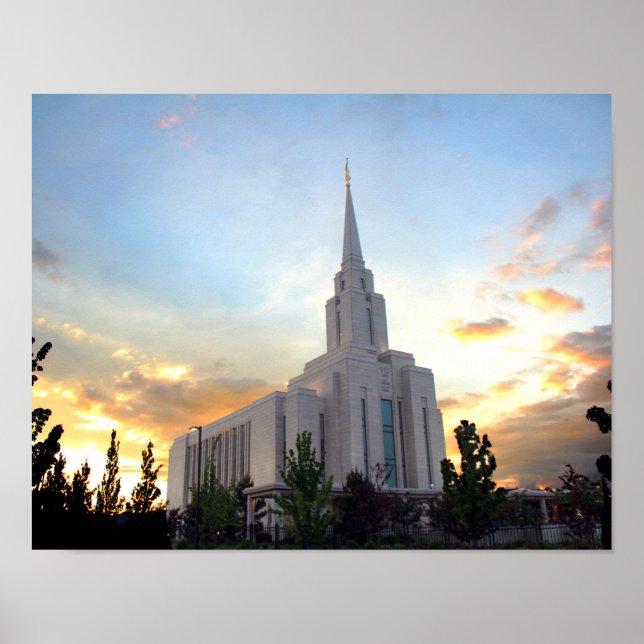 Affiche Temple Mormon Oquirrh Mountain utah coucher de sol (Devant)