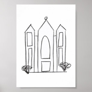 Affiche Temple mormon simple moderne LDS Salt Lake City