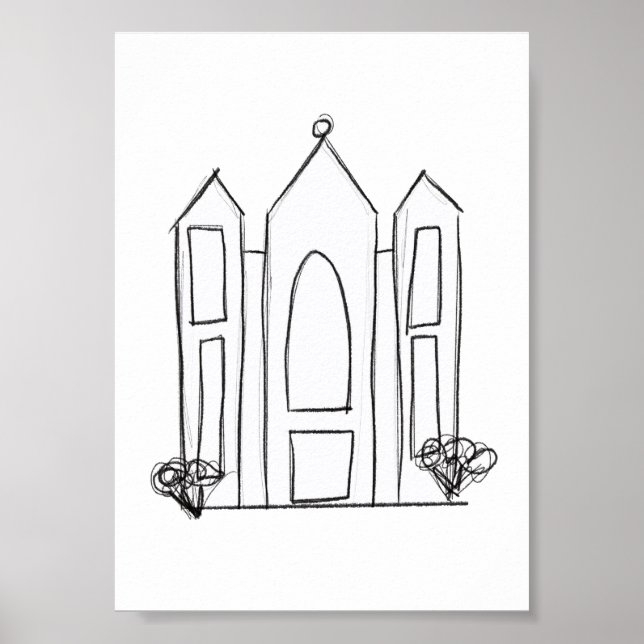 Affiche Temple mormon simple moderne LDS Salt Lake City  (Devant)