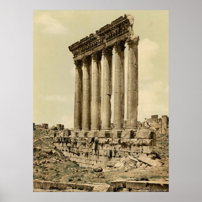 Affiche Temple of the Sun, side view, Baalbek, Holy Land (Devant)