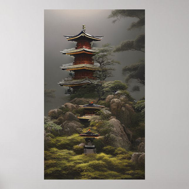 Affiche Temple - Peinture colorée (Devant)