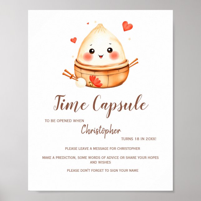 Affiche Temps Capsule Cute Little Dumpling Baby shower (Devant)