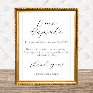 Affiche Temps Capsule minimaliste Baby shower jeu