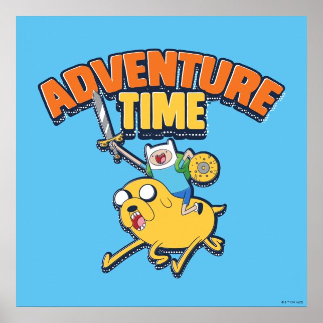 Affiche Temps d'aventure | Finn Riding Jake (Devant)