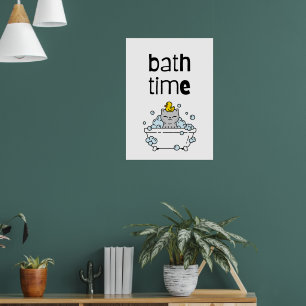 Affiche Temps de bain Cute Kawaii Baignoire