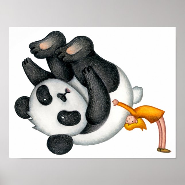 Affiche Temps doux passé à interagir avec des pandas. (Devant)