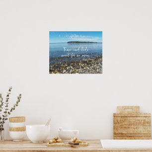 Affiche Temps et Marée Citation Geoffrey Chaucer Paysage M