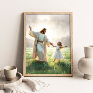 Affiche Temps heureux, Art chrétien numérique, Jésus et Li