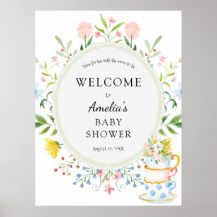 Affiche Temps pour Fleur sauvage de Baby shower de thé