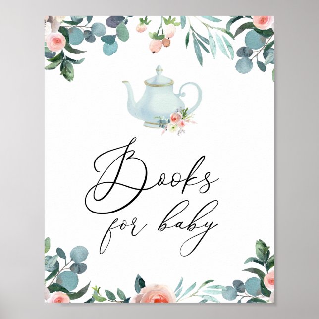 Affiche Temps pour le thé Blush Florals Livres pour Baby S (Devant)