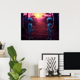 Affiche Temps pour les amis IA Alien Art