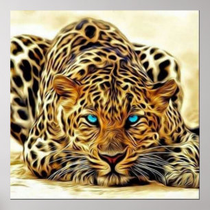Affiche tendance Léopard Yeux Bleus