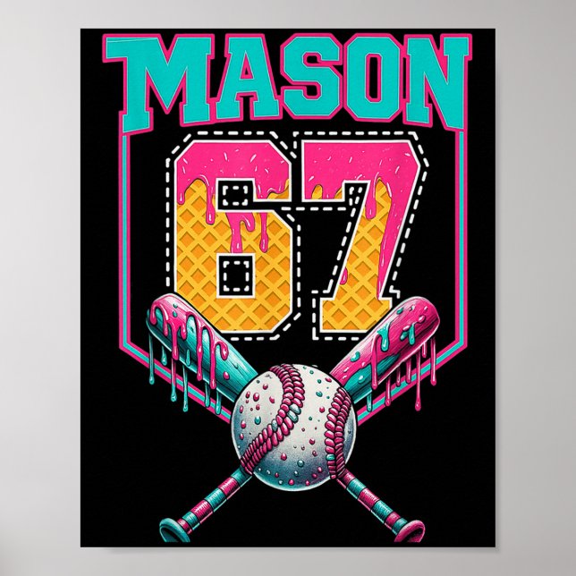 Affiche Tendance Mason 67 Mém Glace Crème Goutte Baseball  (Devant)