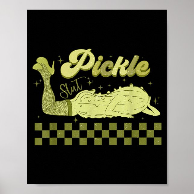 Affiche Tendance rétro pickles drôle de nourriture tenue e (Devant)