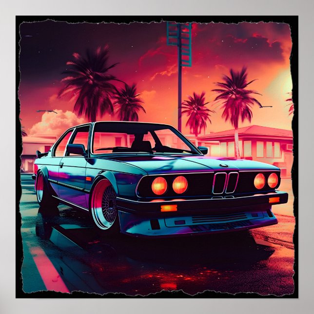 Affiche Tendances Synthwave - BMW Classics AI-Génération A (Devant)