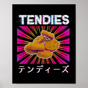 Affiche Tendies Vaporwave Poulet Anime 80s Tenders Japon