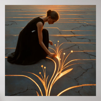 Affiche Tending the Light - Solarpunk Symbolic Art