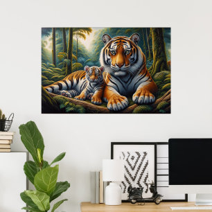 Affiche Tendre Tigers Moment dans la peinture de la nature