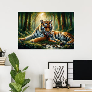 Affiche Tendre Tigers Moment dans la peinture de la nature