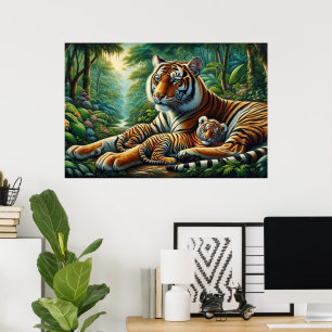 Affiche Tendre Tigers Moment dans la peinture de la nature