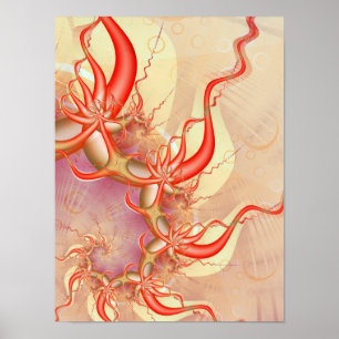 Affiche Tendrils de corail rouge Art fractal abstrait