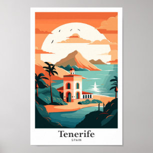 Affiche Tenerife Espagne Voyage Art Vintage Illustration