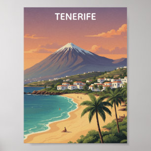 Affiche Tenerife Mont Teide Île Canarie Voyage Rétro