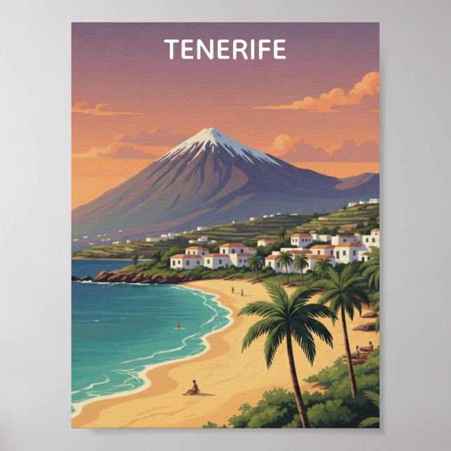 Affiche Tenerife Mont Teide Île Canarie Voyage Rétro (Devant)
