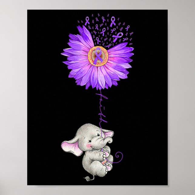 Affiche Teneur d'éléphant Violet Tournesol Fibromyalgie La (Devant)