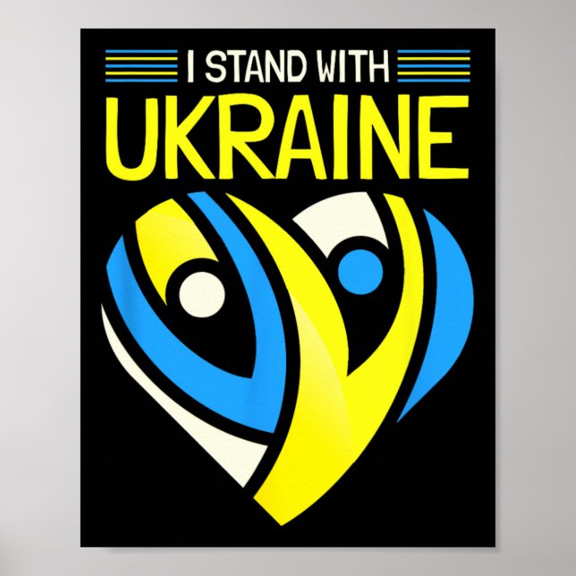 Affiche Tenez-vous avec le drapeau de l'Ukraine Anti-Pouti (Devant)