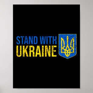 Affiche Tenez-vous avec le drapeau ukrainien Armoiries Ukr