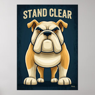 Affiche Tenir à distance Bulldog – Drôle d'art de personna