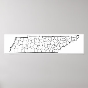 Affiche Tennessee Counties Blank Plan du plan